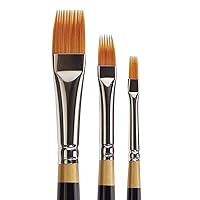 KINGART B-031 Premium 3 pc. Original Gold 9120 Series Rake Comb Brush Set, Synthetic Golden Taklon for Acrylic, Oil, Watercolor Paint, Short Handle, 3 Brushes Sizes: 1/8