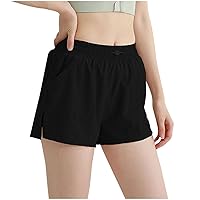 Women's 2024 Summer 2 in 1 Running Shorts Loose Drawstring High Waisted Athletic Shorts Gym Workout Shorts with Pockets