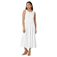 Tommy Hilfiger Women's Solid Smocked Midi Dress, Bright White