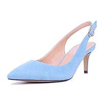 Castamere Womens Slingback Kitten Heels Ankle Strap Pumps Pointed Toe Sandals With Buckle 6.5CM Heels