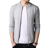 Men's Cardigan Sweater Jacket Coat Knitted Zipper Casual Solid Color Stand Collar Top