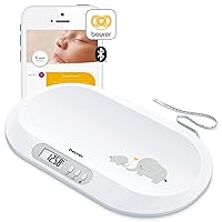 Beurer BY90 Baby Scale, Pet Scale, Digital, with Measuring Tape, tracking weight with App | For: Infant, Newborn, Toddler /Puppy, Cat - Animals | LCD Display, weighs Lbs/Kg/Oz Highly accurate
