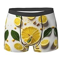 Yellow Lemon Print Men's Boxer Briefs Comfortable Bamboo Viscose Underwear Trunks Underwear