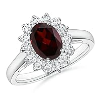 Natural Garnet Halo Ring for Women, Girls in Sterling Silver/14K Solid Gold/Platinum | January Birthstone Jewelry Gift for Her |Birthday|Wedding|Anniversary|Engagement