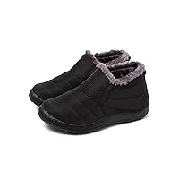 Waterproof Winter Boots, Womens Winter Warm Snow Booties Outdoor, Fur Lined Anti-Slip Waterproof Snow Ankle Boots