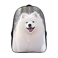 Cute Samoyed 16 Inch Backpack Adjustable Strap Daypack Laptop Double Shoulder Bag for Hiking Travel