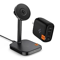 Spigen ArcField (MagFit) 2-in-1 Dual Magnetic Wireless Charging Stand with USB C Wall Charger, Spigen 40W Dual USB C Charger