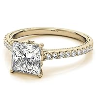 JEWELERYYA 1 CT Princess Cut Colorless Moissanite Engagement Ring, Wedding/Bridal Ring, Halo Style, Solid Sterling Silver, Anniversary Bridal Jewelry, Awesome Ring for Wife