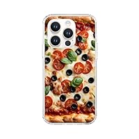 Cell Phone Case for iPhone 7, 8, X, XS, XR, 11, 12, 14, 15 Standard to Plus/Pro Max Sizes Cute Novelty Funny Pizza Sicilian Pizza Pie Foodie Food Lover Basil Black Olives Tomatoes Design Slim Cover
