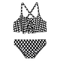 RUBY Love Period Swimwear - Black Sand Ruffle Bikini Set w/Absorbent Liner - Leak Proof Beach Outfits for Women & Teens (XXS)