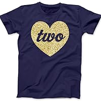 Second Birthday Gold Sparkly Heart Two