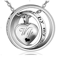 Wife Cremation Necklace No Longer My Side ，Forever in My Heart Necklaces Cremation Ashes Jewelry for mom & dad