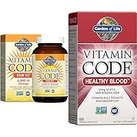 Garden of Life D3 - Vitamin Code Whole Food Raw D3 Vitamin Supplement, 2000 Iu & Vitamin Code Healthy Blood 60ct Capsules