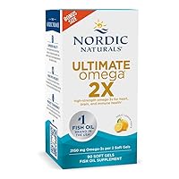 Ultimate Omega 2X, Lemon Flavor - 90 Soft Gels - 2150 mg Omega- High-Potency Omega-3 Fish Oil with EPA & DHA - Promotes Brain & Heart Health - Non-GMO - 45 Servings