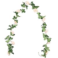 8.2Ft Artificial Peony Flower Garland Hanging Greenery Vine Silk Floral Vine Home Wedding Arch Wall Craft Arrangement Decorations,Pack of 2 (Champagne)