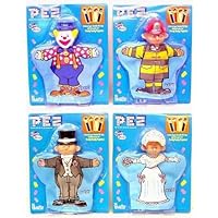 Set of 4 PEZ Hand Puppets Bride Groom Clown Fireman