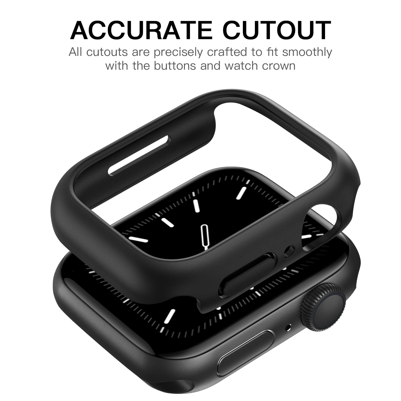 Recoppa Compatible for Apple Watch Case 45mm Series 7 & Series 8, Shockproof Ultra-Thin Hard PC Bumper Case All-Around Edge Protective Cover Frame[NO Screen Protector] for iWatch Accessories, Black