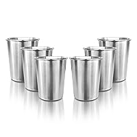 6 Pack 8 oz Stainless Steel Kids Cups, Children's Pint Cups, Stackable Metal Cups, Shatterproof Drinking Glasses