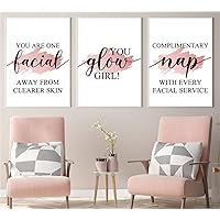 NATVVA Wall Art Facial Sign Canvas Wall Decor for Artwork Painting 3 Pieces Motivation, Fitness Quotes Canvas Prints for Bedroom Esthetician Decor with Inner Frame