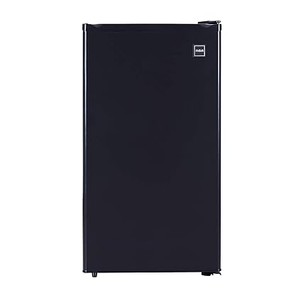 RCA RFR321-B-Black-COM RFR321 Single Mini Refrigerator-Freezer Compartment-Adjustable Thermostat Control-Reversible Doors-Ideal for for Dorm, Office, RV, Garage, Apartment-Black Cubic Feet, 3.2 CU.FT