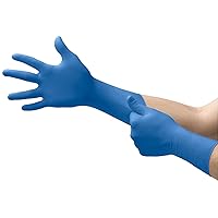Microflex SG-375 Disposable Latex Gloves Medical / Exam Grade, Long Cuff, Thick Powder Free Glove in Natural Rubber for Cleaning, Sanitary or Mechanic Tasks, Blue, Size Medium, Box of 50 Units
