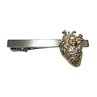 Gold Toned Large Anatomical Heart Tie Clip
