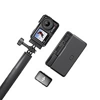 DJI Osmo Action 4 Adventure Combo + Mic 2 Transmitter (Shadow Black), Vlogging Camera with a 1/1.3-Inch Sensor, 360º HorizonSteady, Anti-Wind Protection, Suitable for Travel, Sports
