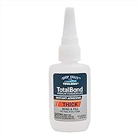 Thick CA Glue - TotalBond Cyanoacrylate Super Glue Adhesive for Wood, Stone, Brick, Plastic, Glass, Metal, Epoxy and Crack Repair - 2 oz
