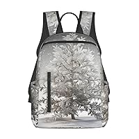 Snowflake Pine Tree Print Backpack Laptop Bags Lightweight Unisex Daypacks For Outdoor Travel Work