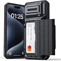 LOFIRY- Case for iPhone 15Pro Max/15 Pro/15 Plus/15, with Camera Lens Cover and Card Slot Holder Phone Cover Military-Grade Drop Protection (15pro max,Black)