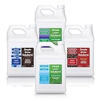 Lawn Energizer Nitrogen & Iron (1 Gallon) and 15-0-15 Lawn Food (1 Gallon) and Root Hume (1 Gallon) and Seaweed Soil Hume (1 Gallon) - Simple Lawn Solutions