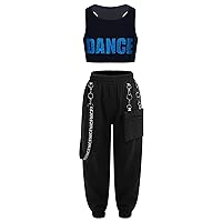CHICTRY Kids Girls 2 Pieces Outfits Workout Crop Tops with Jogger Pants Set Street Hip Hop Dance Clothes Set