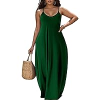 Nhicdns Women's Summer Plus Size Hawaiian Dresses Tie Dye Spaghetti Strap Maxi Dress Beach Boho Sundress Dark Green