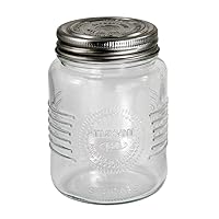 Grant Howard Mason Classics Glass Rreserve Jar - Metal Emboss Top, 12 Ounces, Food Storage Canning Container, Clear, Clear Lids,Silver (52142)