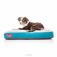 Brindle Shredded Memory Foam Dog Bed with Removable Washable Cover-Plush Orthopedic Pet Bed - 28 x 18 inches - Teal