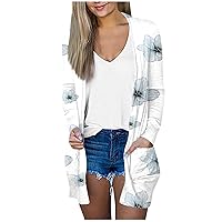 Fall Cardigans for Women 2023 Oversize Long Sleeve Lightweight Cover Up Casual Open Front Cardigan with Pocket