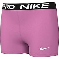 Nike Pro Big Kids' Girls' Shorts (US, Alpha, Large, Regular, Playful Pink/Black/White)
