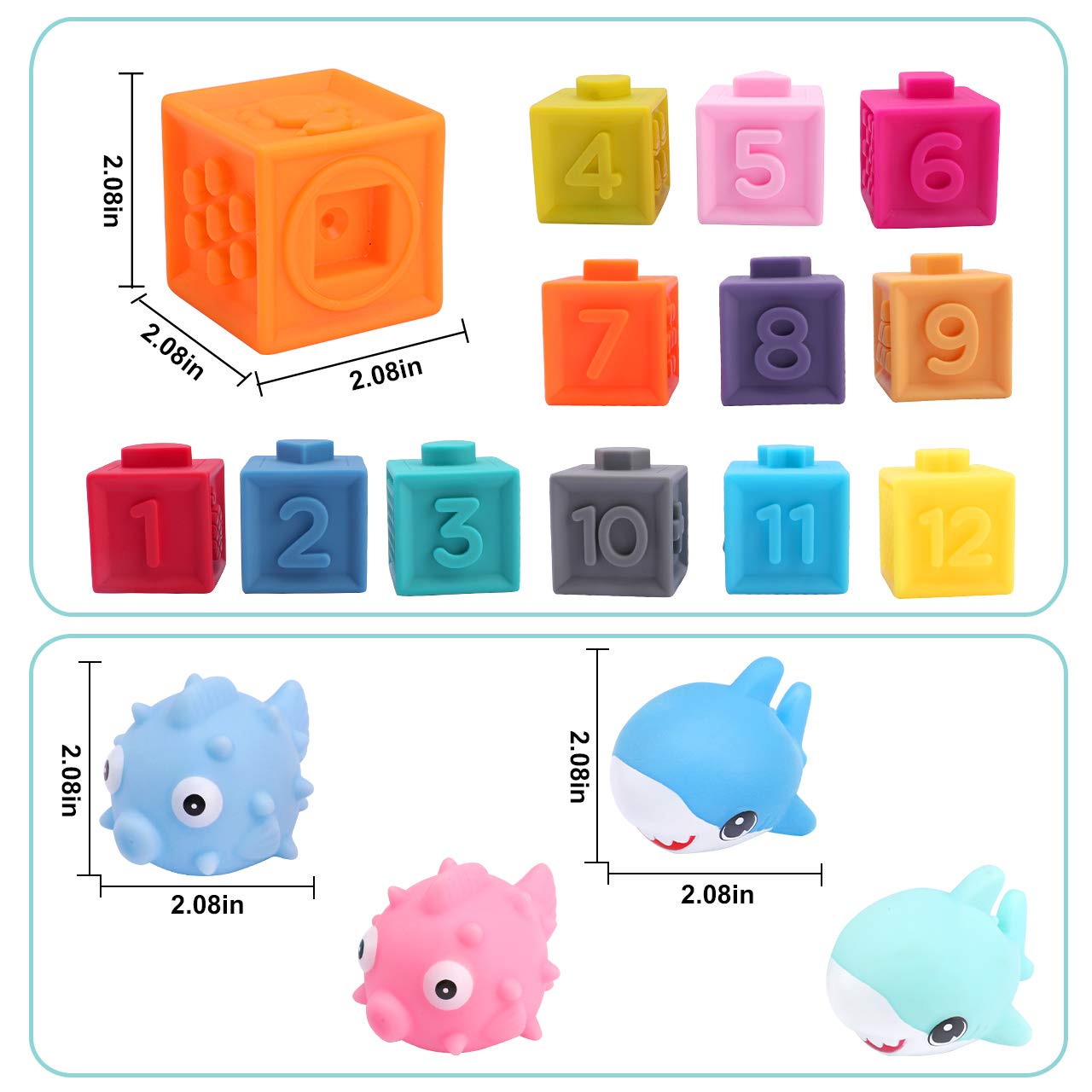 OWNONE 1 Baby Soft Blocks, 16PCS Stacking Building Blocks for Toddlers 1-3, Teething & Sensory Toys for Babies Infant 6 9 10 12 18 Months, Learning Developmental Toys for Boys & Girls 1 2 3 Years Old