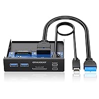 GRAUGEAR 3.5 Inch Front Panel USB C Hub, SD/microSD Internal Card Reader, 20Gbps USB 3.2 Gen 2x2, 20-pin Type-E Key-A Header & USB3.0 Header & 15-Pin SATA Power Connector Required [G-MP01CR]