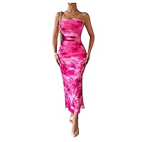 Milumia Women's Printed Strapless Tube Top Long Dress Slit Hem Sleeveless Bodycon Maxi Dresses