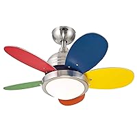 Westinghouse 7223600 Roundabout Indoor Ceiling Fan with Light, 30 Inch, Brushed Nickel