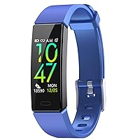 ZURURU Fitness Tracker with Blood Pressure Heart Rate Sleep Health Monitor for Men and Women, Waterproof Activity Tracker Watch, Step Calorie Counter Pedometer Blue