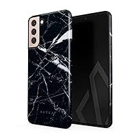 BURGA Phone Case Compatible with Samsung Galaxy S21 Plus - Hybrid 2-Layer Hard Shell + Silicone Protective Case -Shooting Star Golden Cracks Black Marble - Scratch-Resistant Shockproof Cover