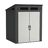 Suncast 6' x 5' Modernist Storage Shed for Yard Storage, All-Weather Outdoor Storage Shed with 2 Lockable Doors and Windows, Peppercorn
