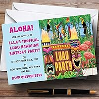 Turquoise Hawaiian Tropical Luau Personalized Party Invitations