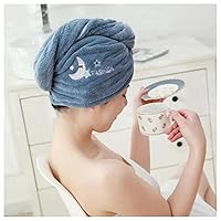 Quick Drying Towel Microfiber Hair Drying Shower Turban with Buttons Strong Absorbent Shower Cap Quick Drying Hair Towel for All Long Hair (Blue)
