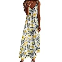 Dresses for Women 2024,Summer Boho Floral Print Casual Flowy Long Maxi Dress a Line Beach Midi Dress