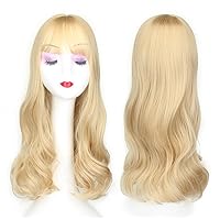 Long Wavy Hair Topper with Thinning Hair for Hair Loss for Woman Traceless for White Hair One Piece Three Clips 50cm/20inch Wavy Hairpiece (Blonde)