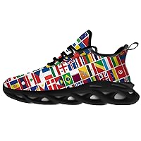 World Map Shoes for Women Men Road Running Walking Tennis Athletic Lightweight Sneakers World Flag Shoes Gifts for Men Women