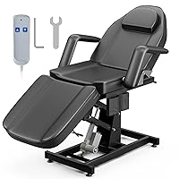 OKAKOPA Electric Tattoo Chair for Client Esthetician Bed, Back and Foot Adjustable Esthetician Electric Table Electric Spa Chair Bed Microblading Tattoo Table Bed (Black)